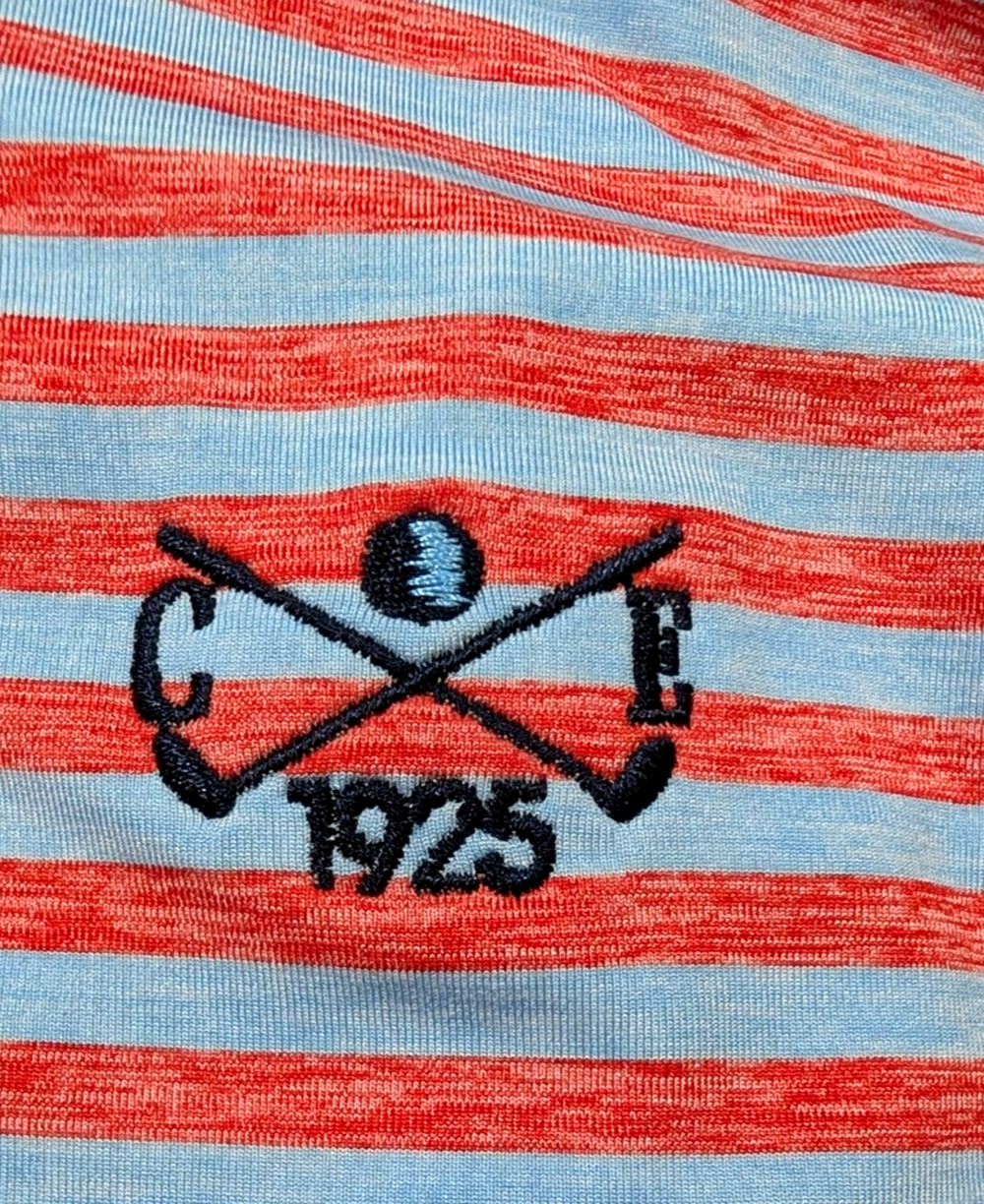 FJ FootJoy men sz XL Golf Polo blue & red stripes short sleeves stretchy 3832